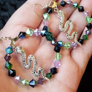Serpent dangle hoop earings